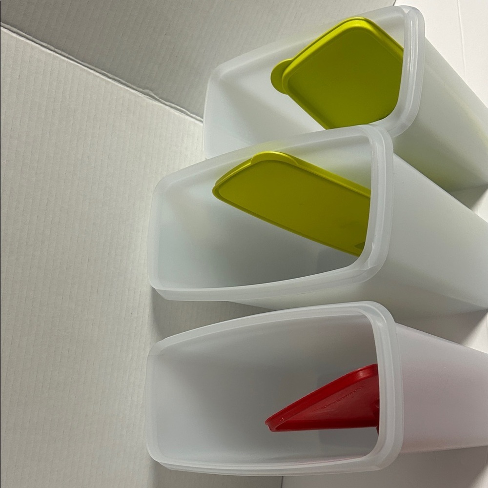 Tupperware Frosted Containers with Red and Green Lids - Picture 2 of 9